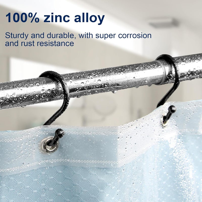 Gidse Metal Shower Curtain Hooks, Set of 12, Rust Proof Shower Curtain Hooks Rings, Durable S Shaped Hooks Hangers for Shower Curtains, Kitchen Utensils, Clothes, Towels (Black) - Image 2